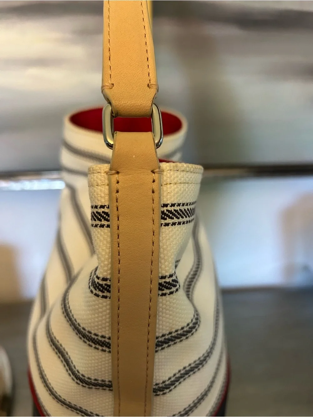 Coach x Saint James Collaboration Striped Hobo Canvas/leather accents  LIKE NEW